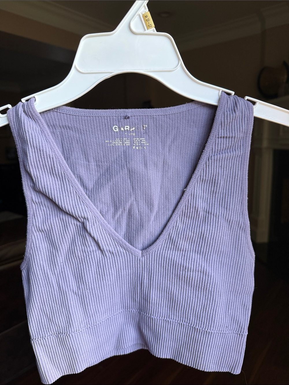 GAP Lavender Ribbed V-Neck Crop Top